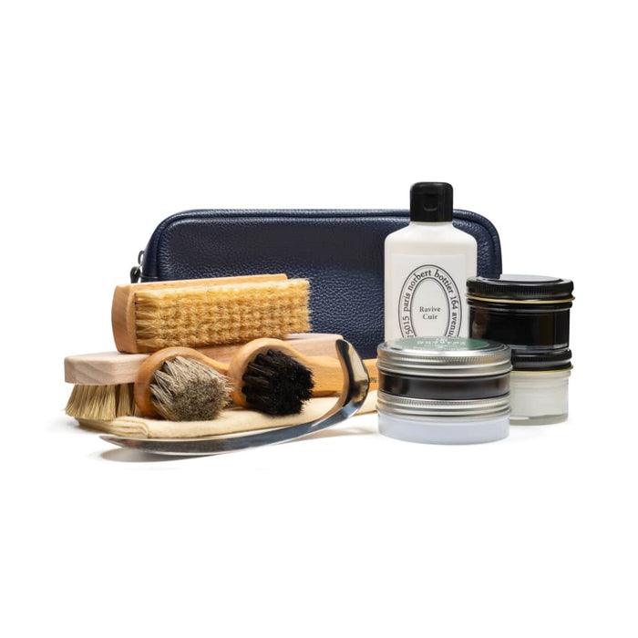 Kit Entretien Cuir - Complet - Trousse Cuir Grainé Bleu Marine