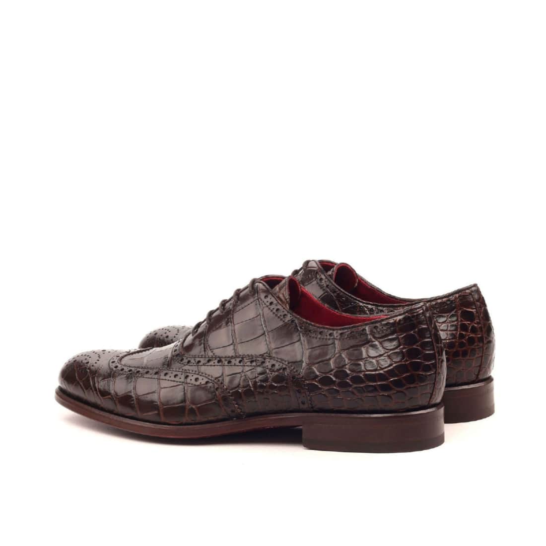 Richelieu fleuri en cuir croco marron foncé – vue 3
