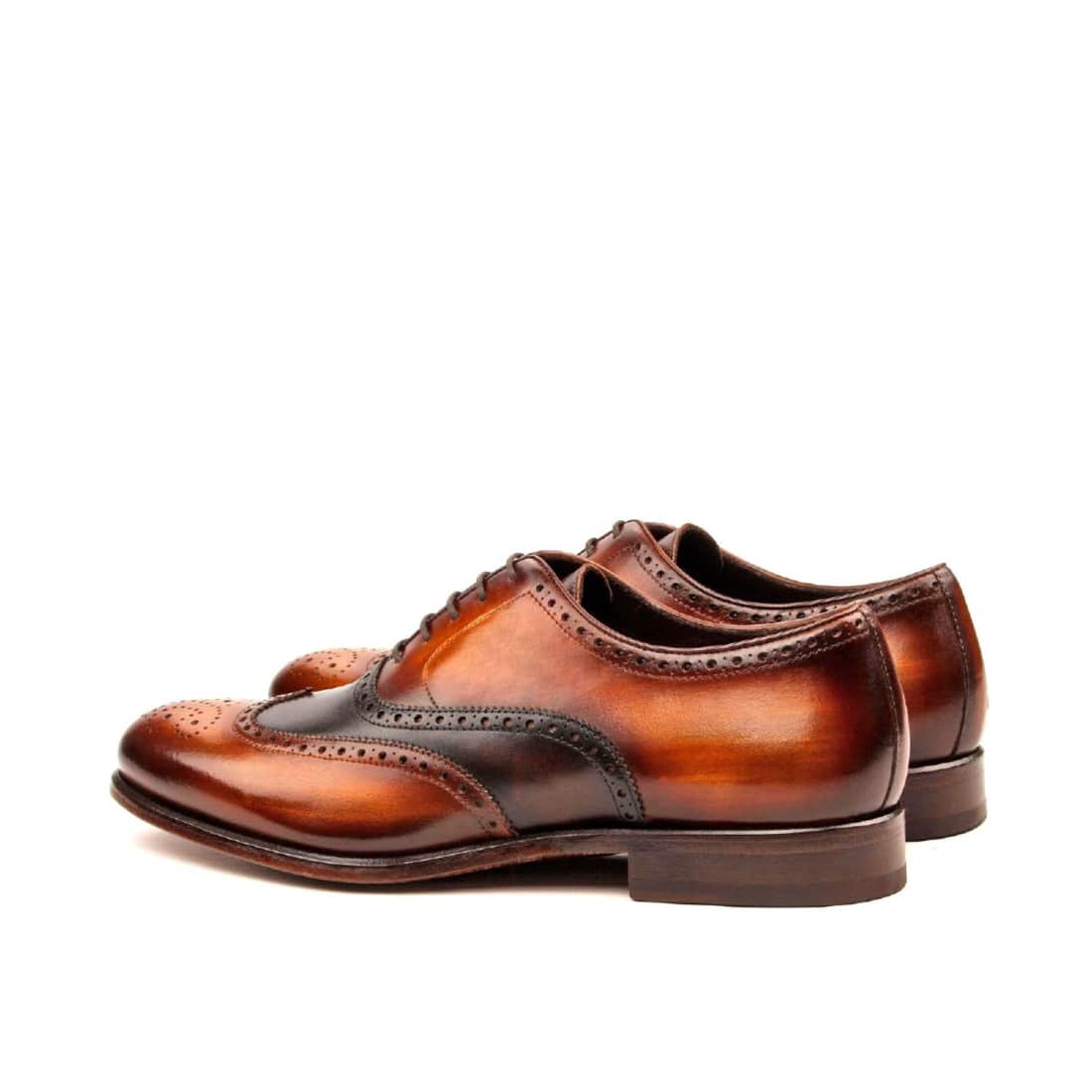 Richelieu fleuri en cuir patiné marron et cognac – vue 3