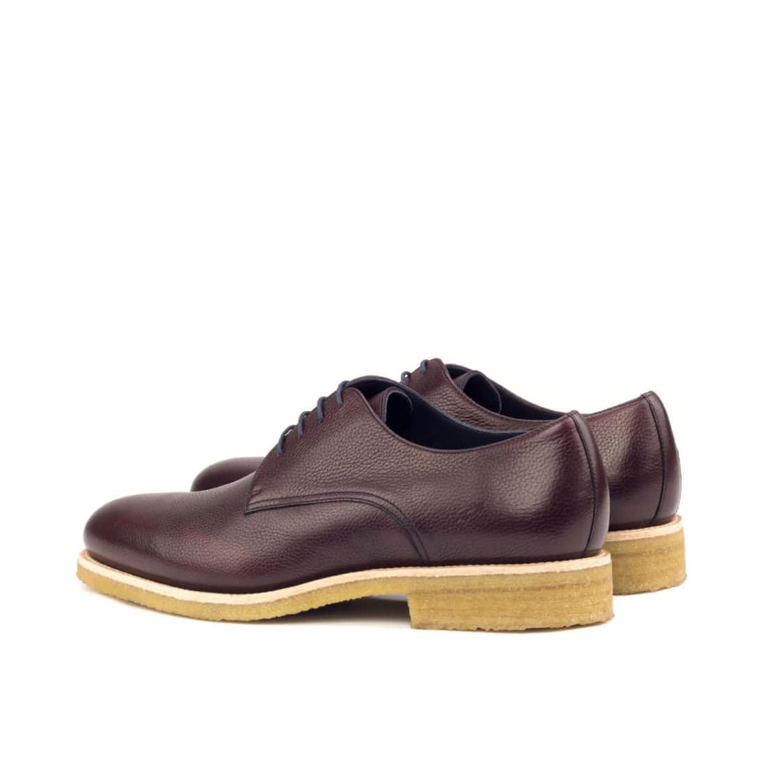 Derbie Blucher en cuir grainé bordeaux - Semelles Crêpe – vue 3