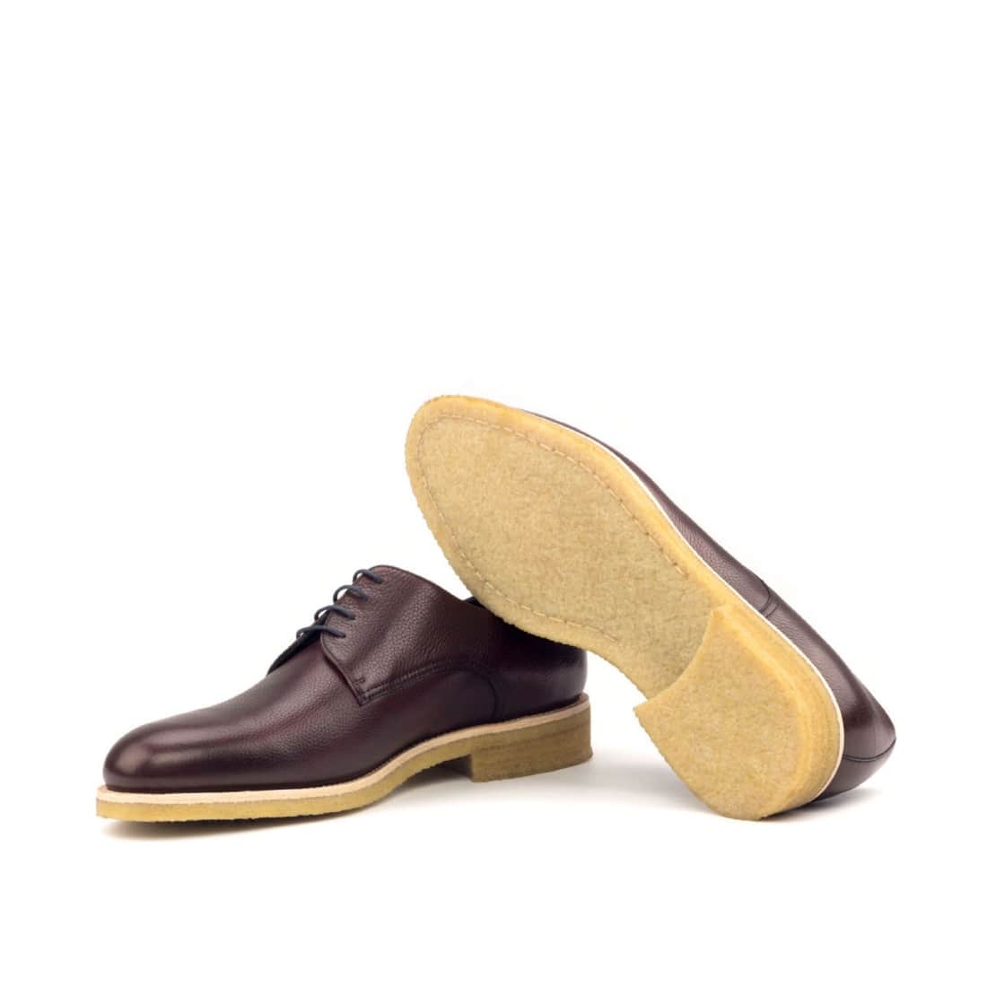 Derbie Blucher en cuir grainé bordeaux - Semelles Crêpe – vue 2