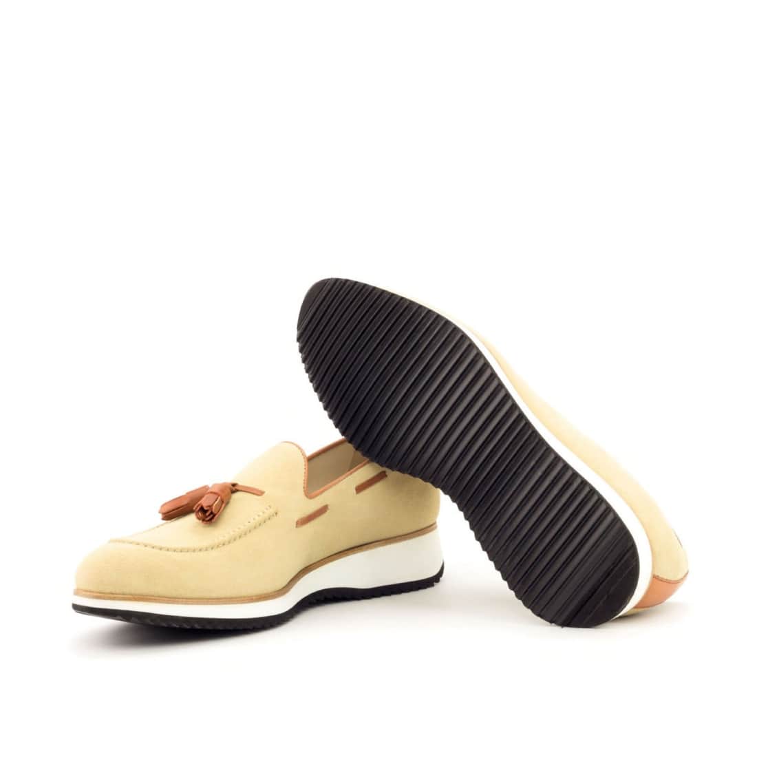 Mocassin à glands en daim beige - Semelles Sport – vue 2