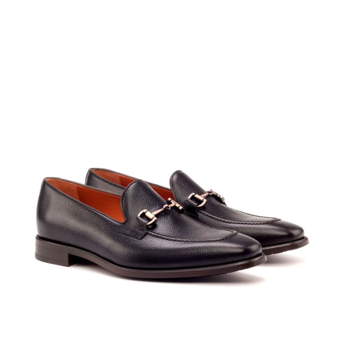 Mocassin à mors en cuir grainé marron foncé