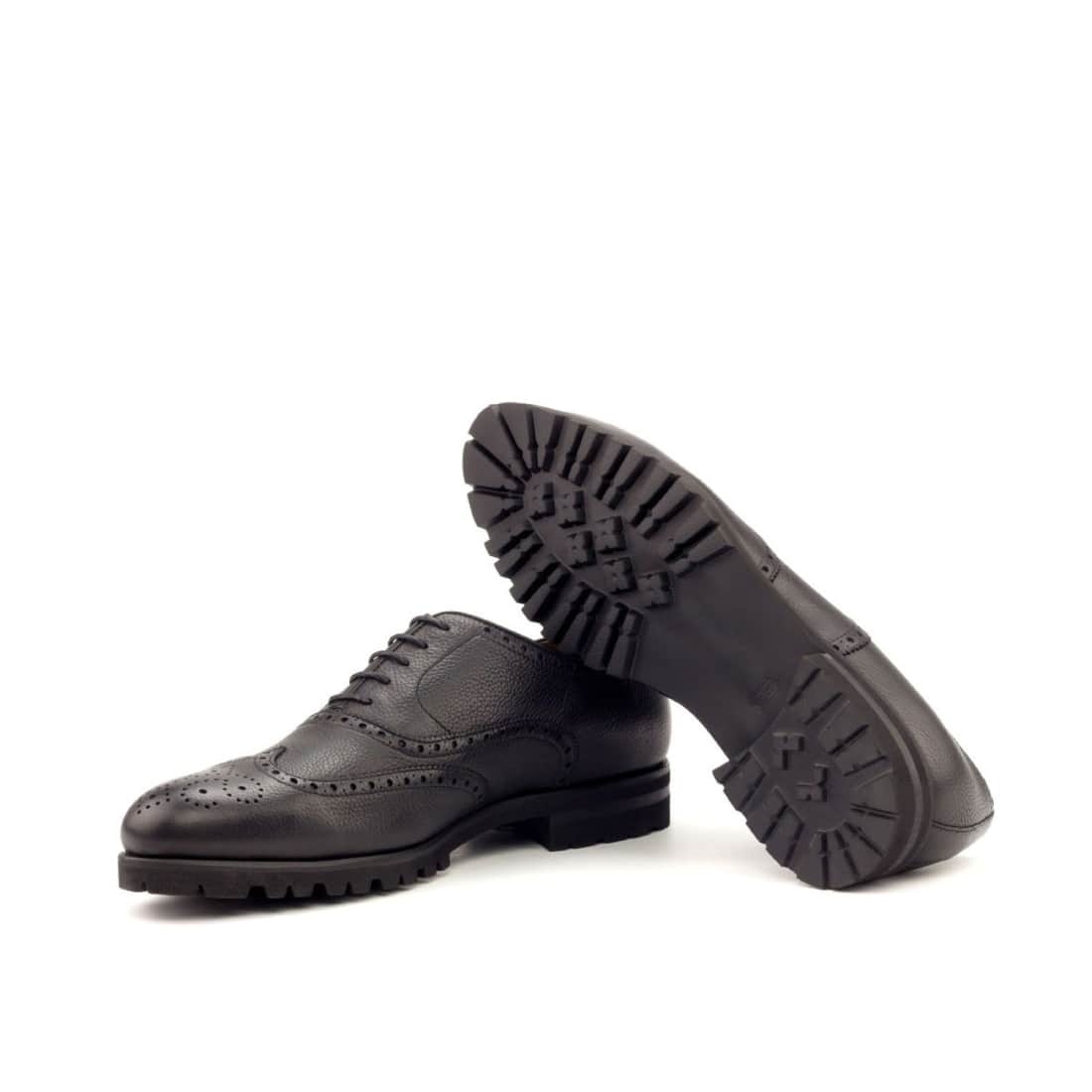 Richelieu fleuri en cuir grainé noir - Semelles caoutchouc – vue 2