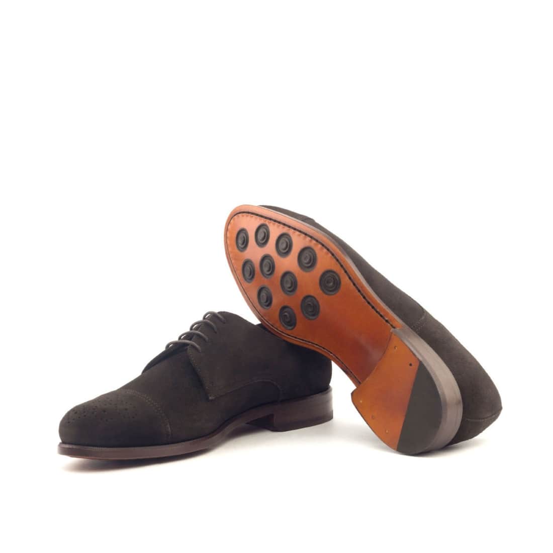 Derbie Bout Droit Fleuri en daim marron foncé – vue 2