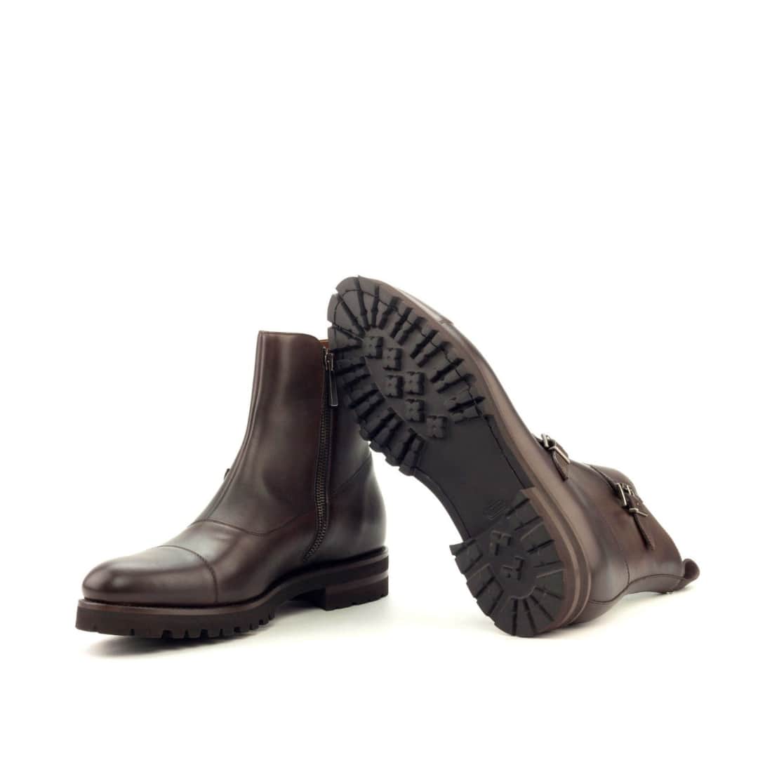 Bottines à Double Boucles en cuir marron foncé - Semelles Commando – vue 2