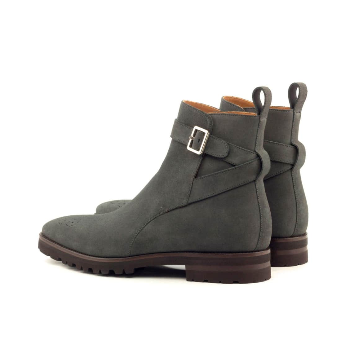 Bottines Jodhpur en daim gris - Semelles Commando – vue 3