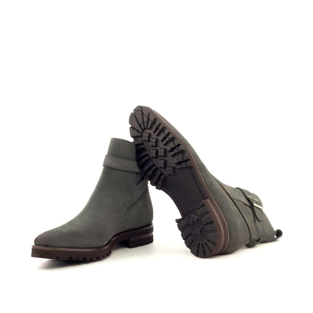 Bottines Jodhpur en daim gris - Semelles Commando – vue 2