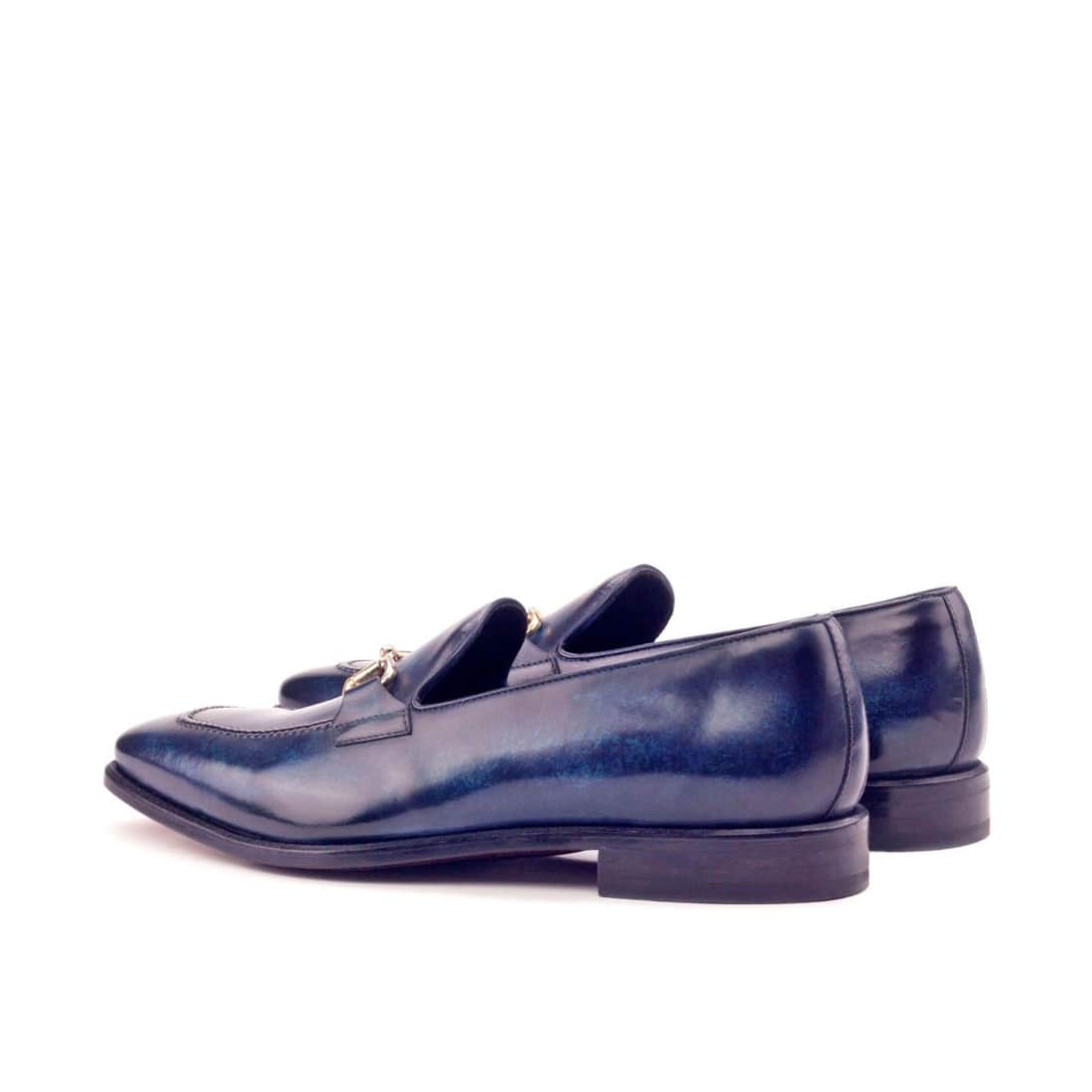 Mocassin à mors en cuir patiné bleu marine – vue 3