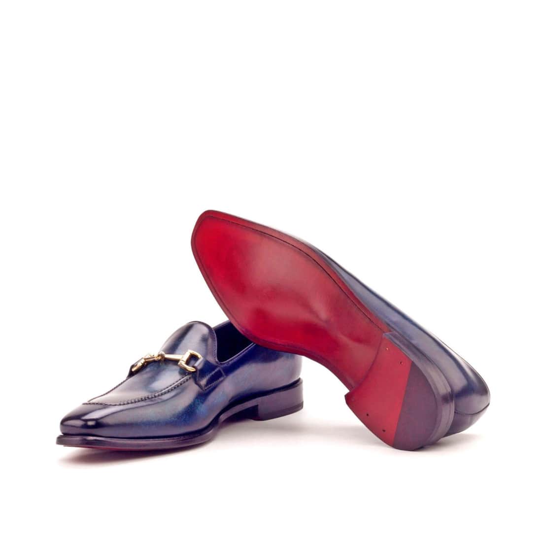 Mocassin à mors en cuir patiné bleu marine – vue 2