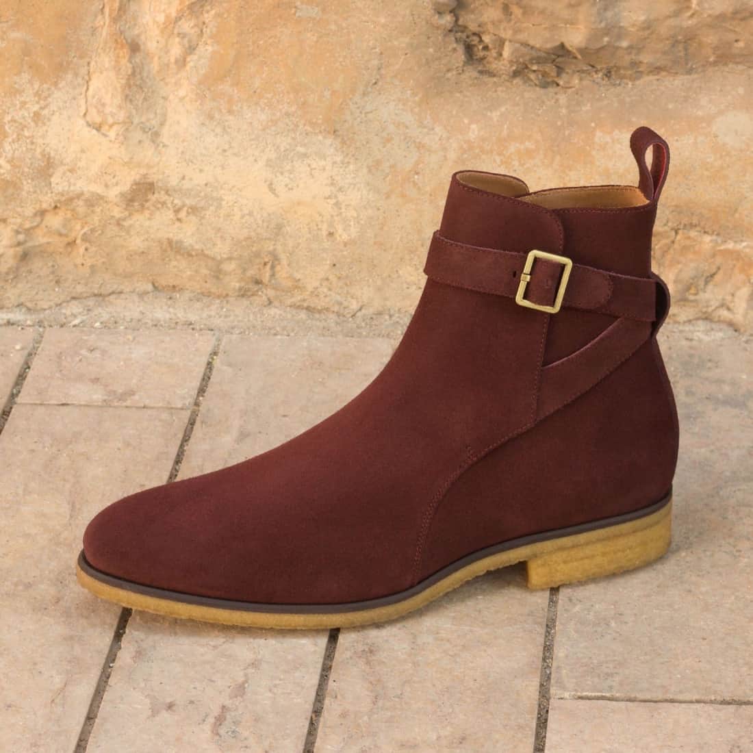 Bottines Jodhpur en daim bordeaux - Semelles Crêpe – vue 4