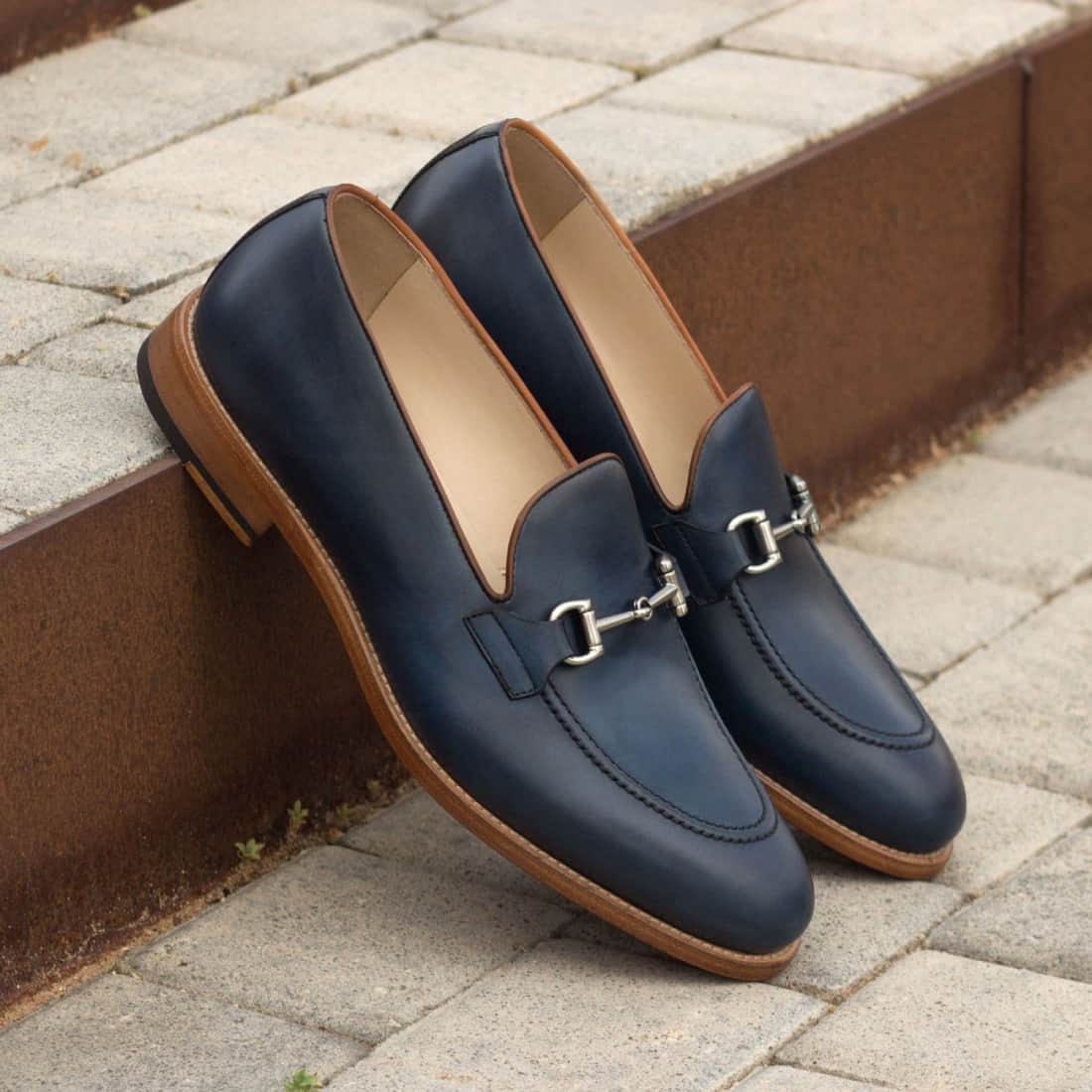 Mocassin à mors en cuir bleu marine – vue 4