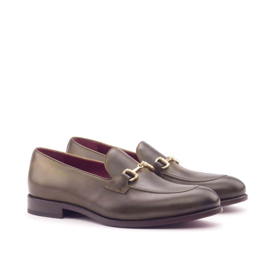 Mocassin à mors en cuir vert olive