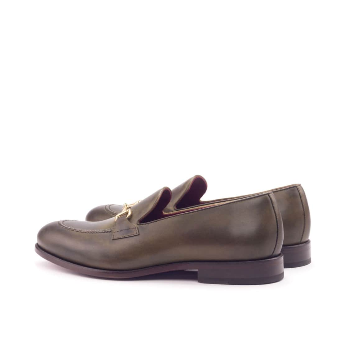 Mocassin à mors en cuir vert olive – vue 3