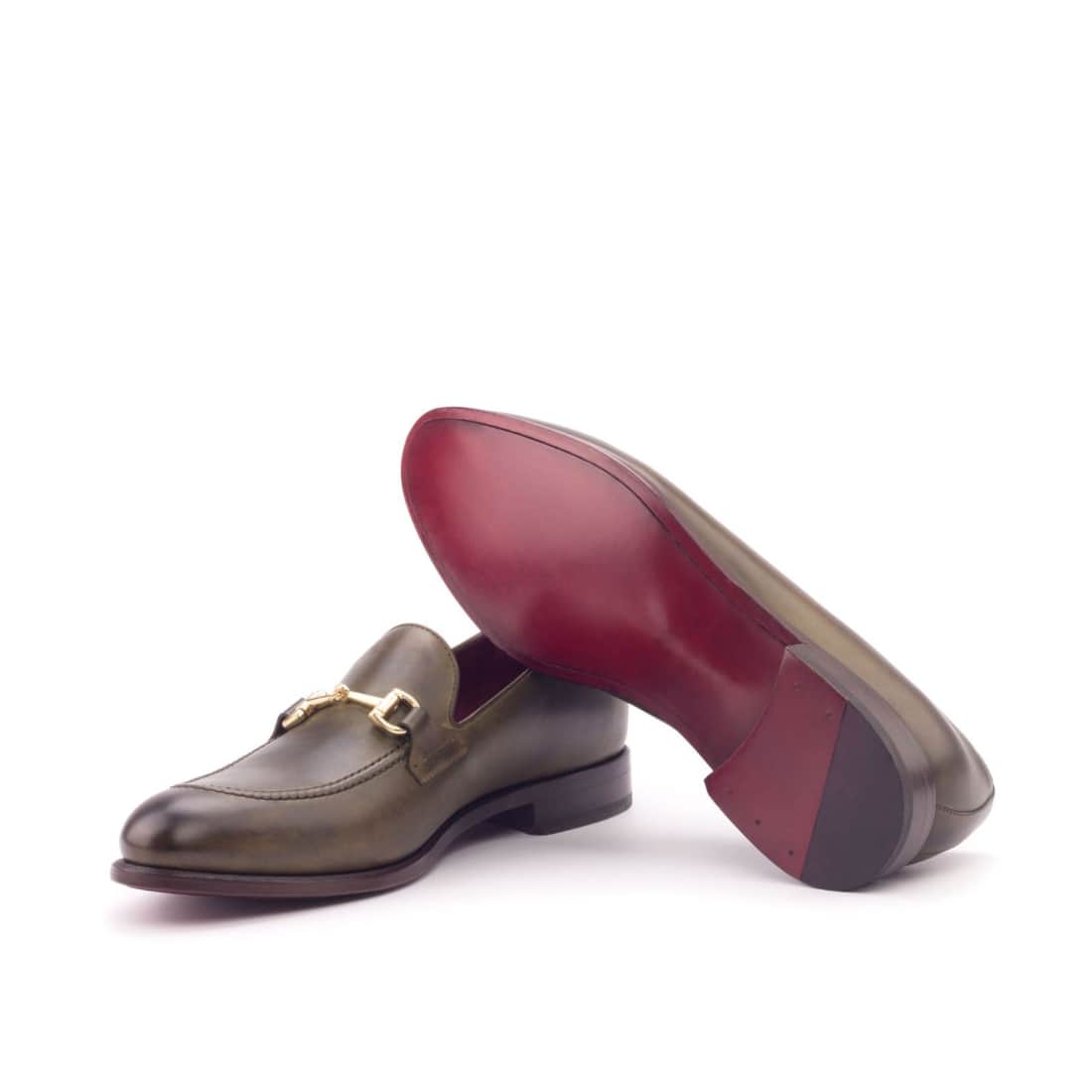Mocassin à mors en cuir vert olive – vue 2