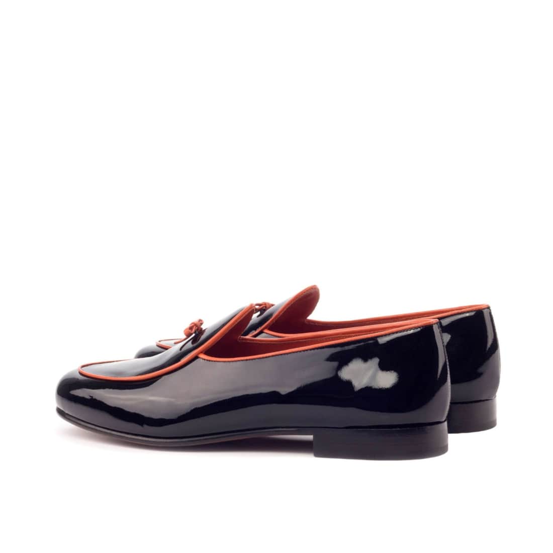 Mocassin Belge en cuir vernis noir et orange – vue 3
