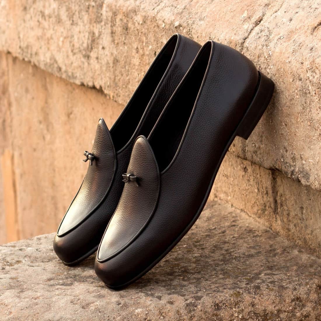 Mocassin Belge en cuir grainé noir – vue 4