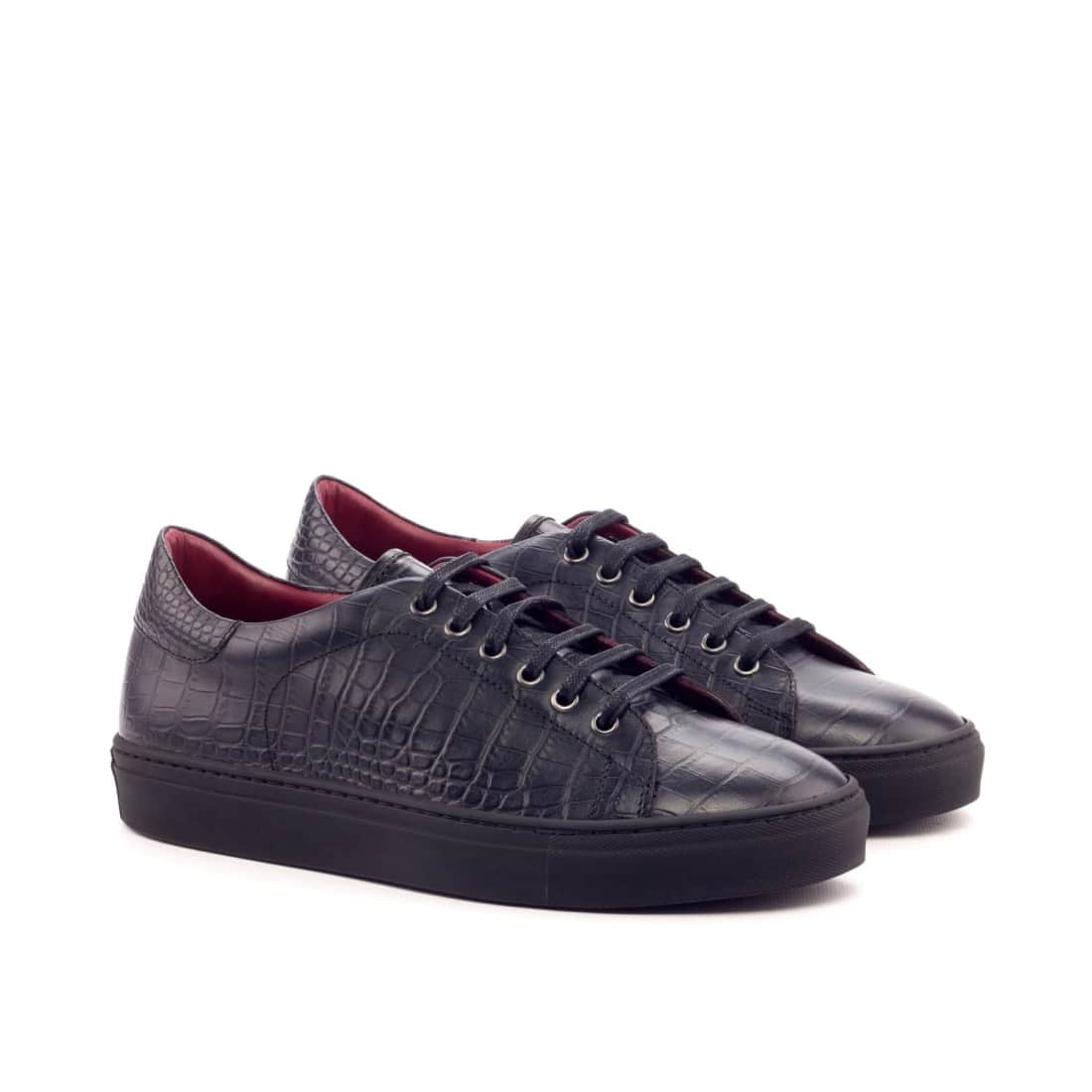 Sneakers Jersey en croco noir - Semelles Noires