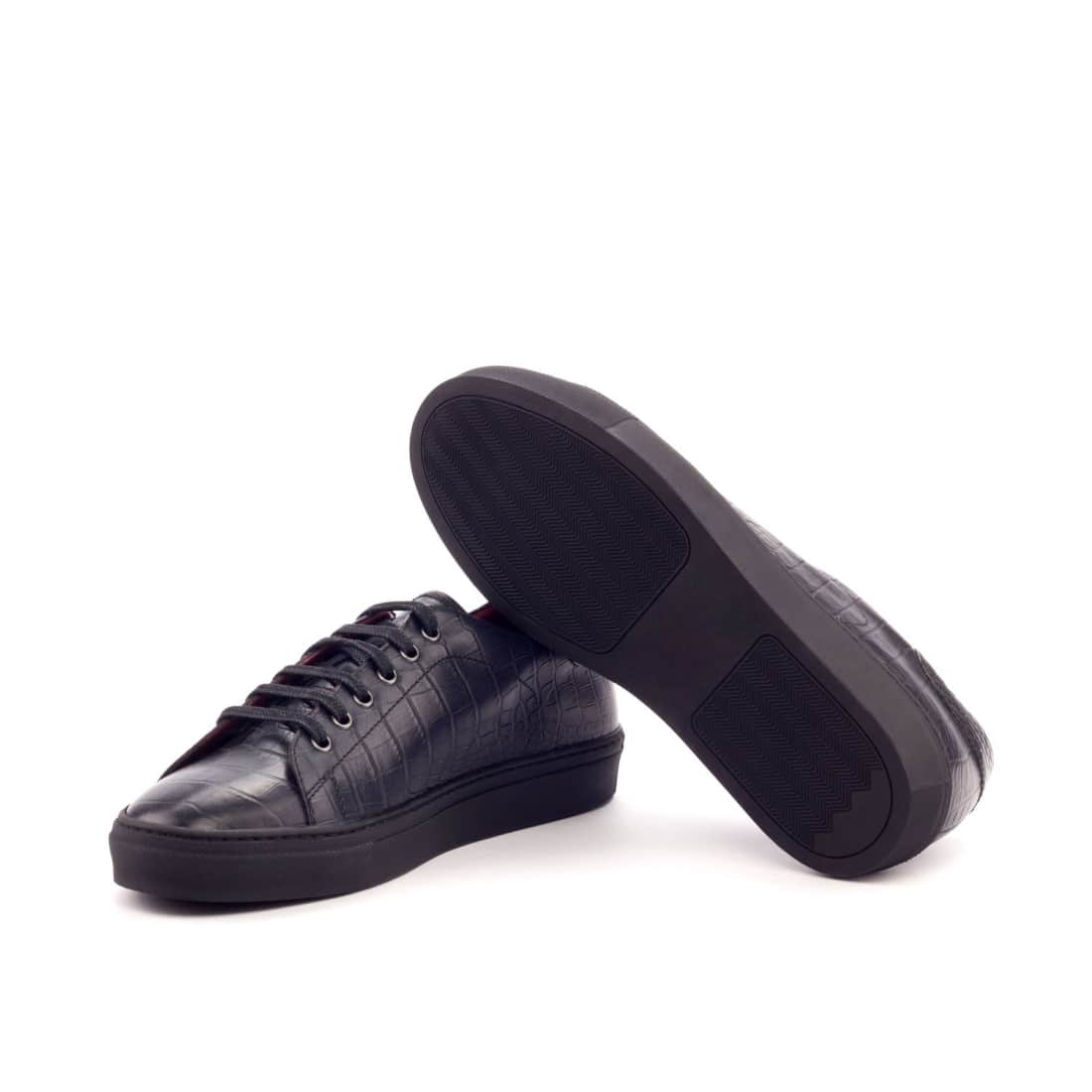 Sneakers Jersey en croco noir - Semelles Noires – vue 2