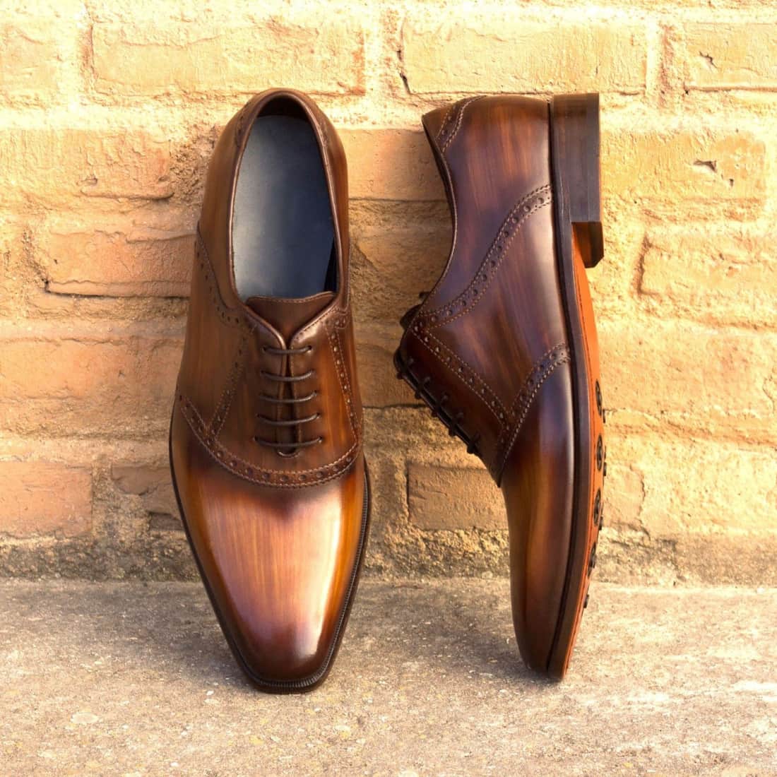 Richelieu Saddle en cuir patiné cognac – vue 4