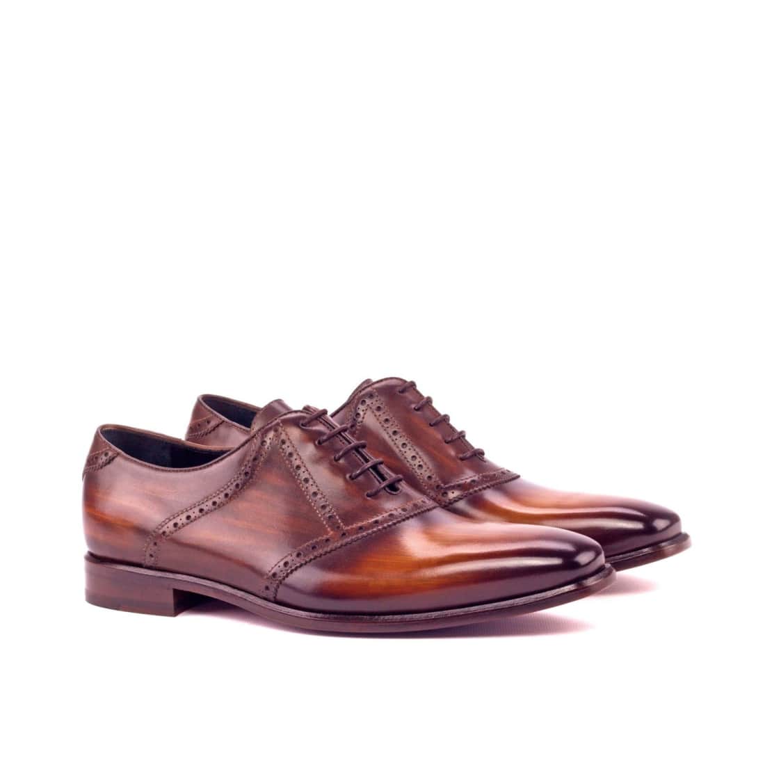 Richelieu Saddle en cuir patiné cognac