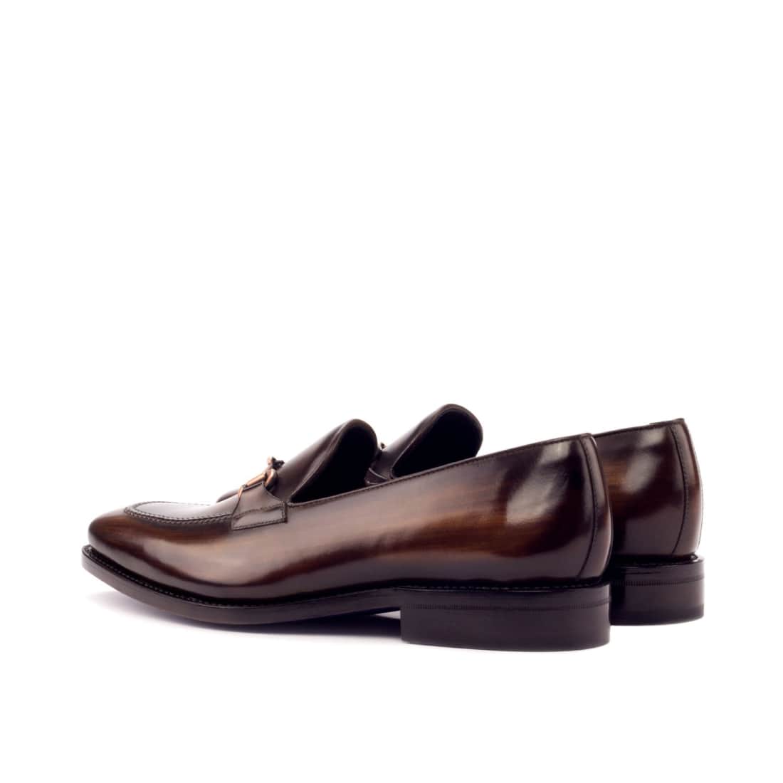 Mocassin à mors en cuir patiné marron foncé – vue 3