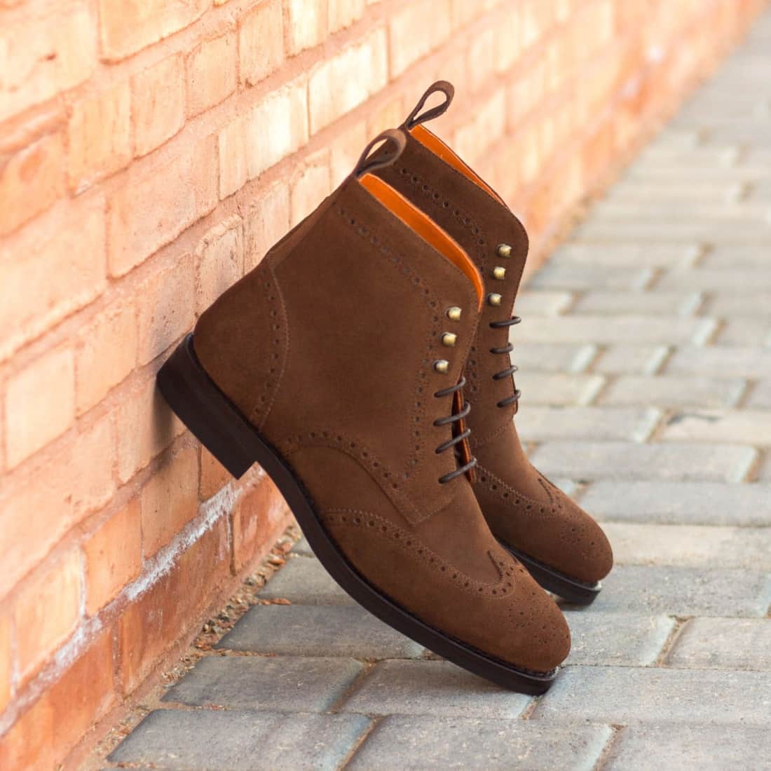 Bottines Derbies Brogue en daim marron - Semelles Dainite® – vue 4