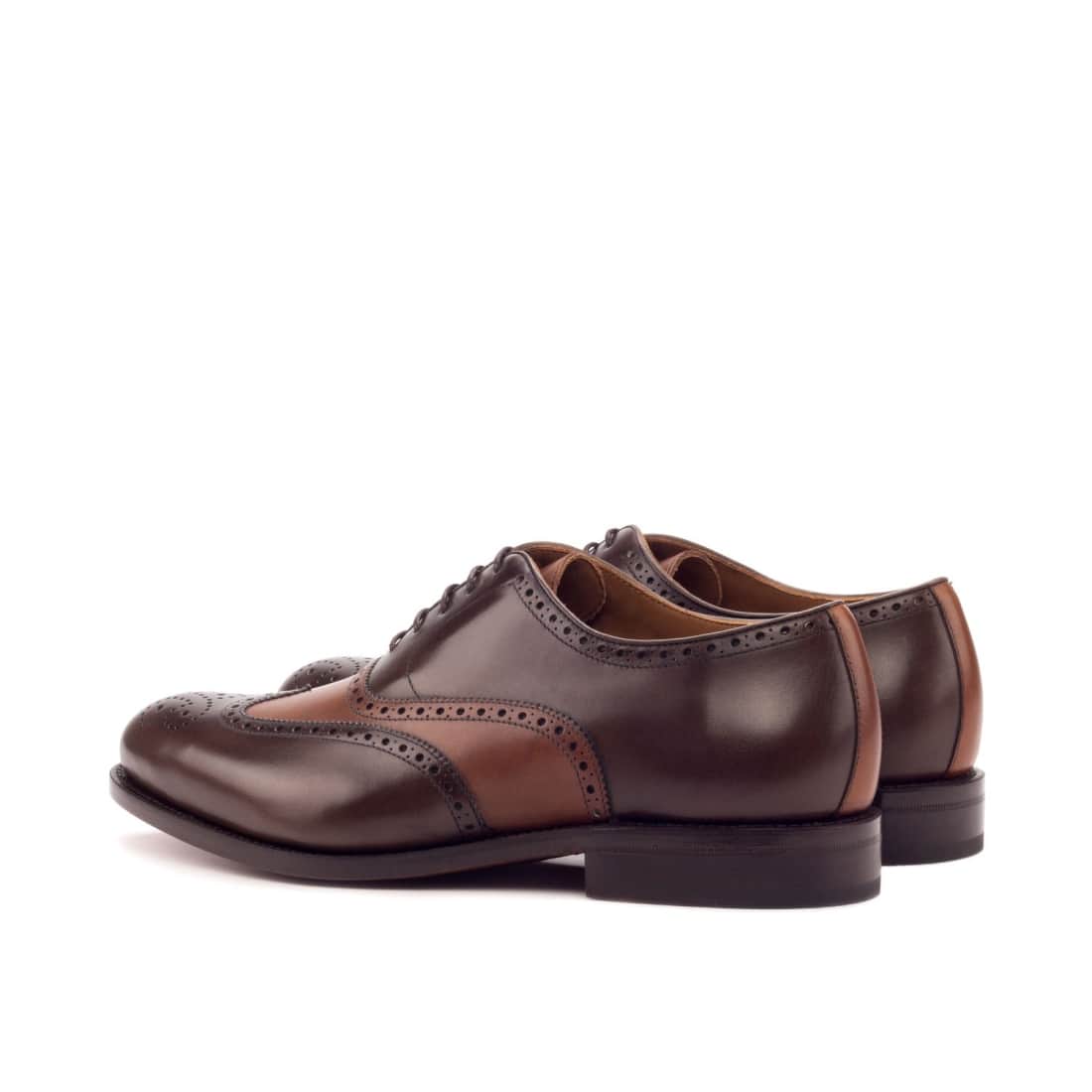 Richelieu fleuri en cuir patiné marron foncé et cognac – vue 3