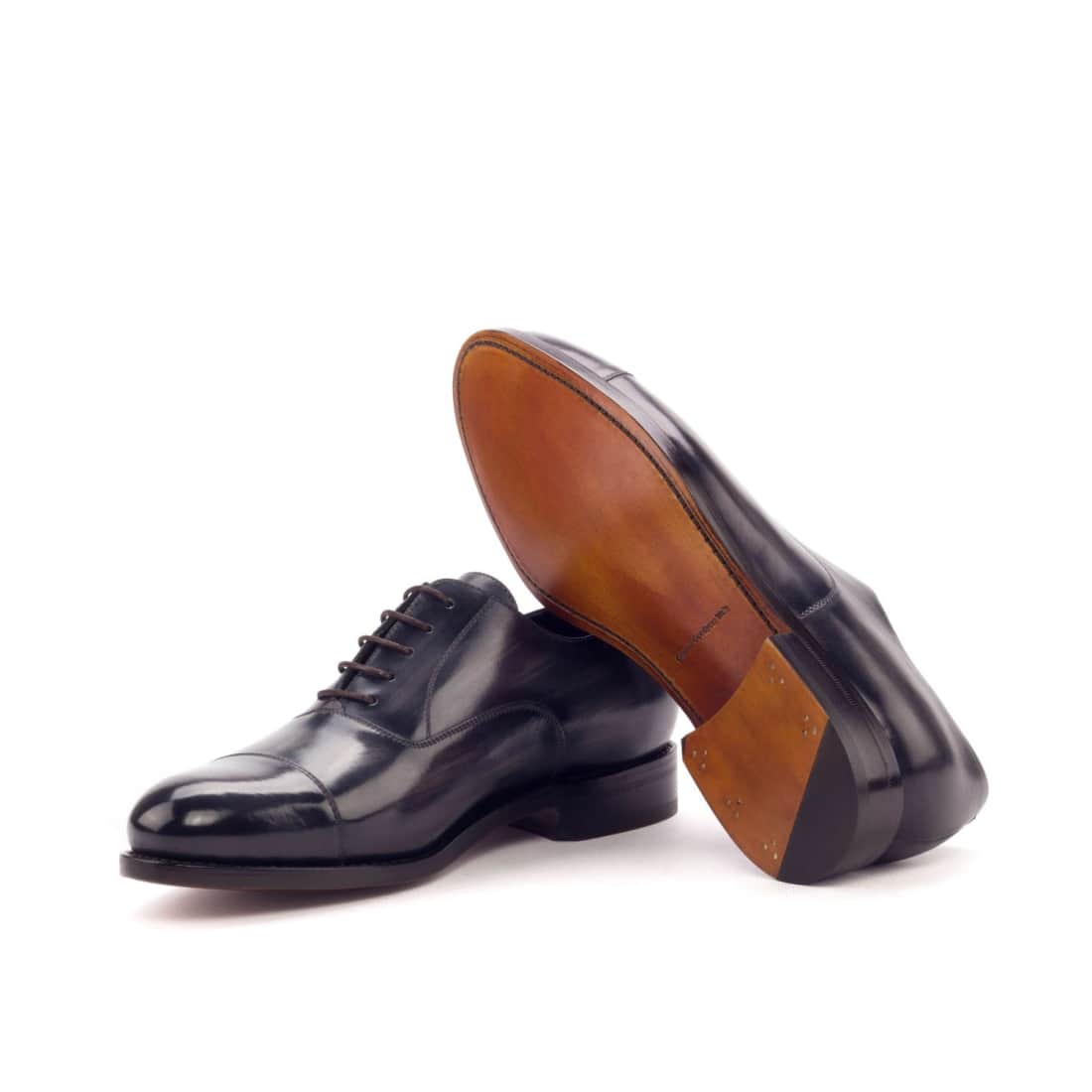Richelieu bout droit en cuir patiné gris – vue 2