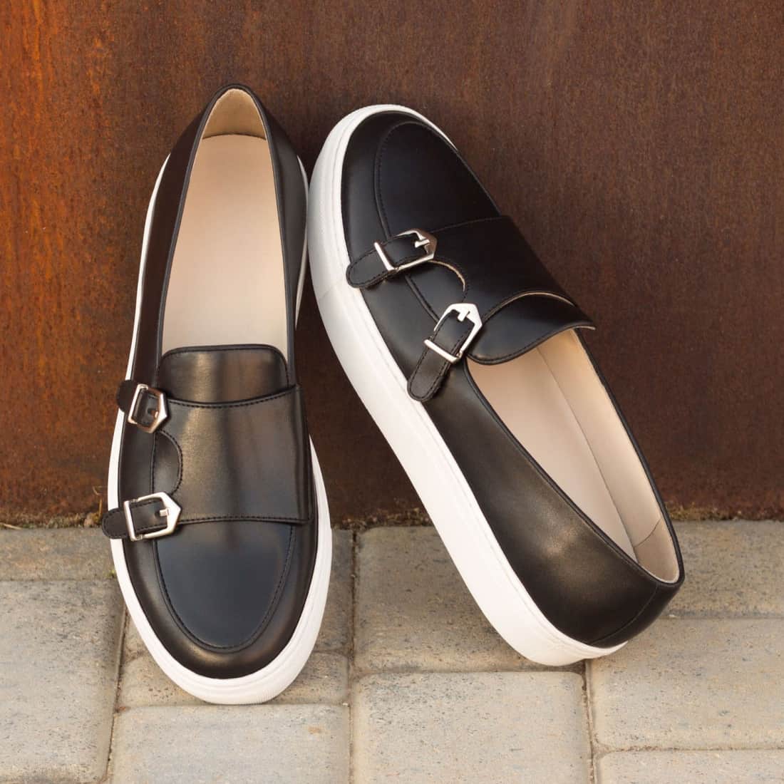 Sneaker Mocassin Double Boucle en cuir noir – vue 4