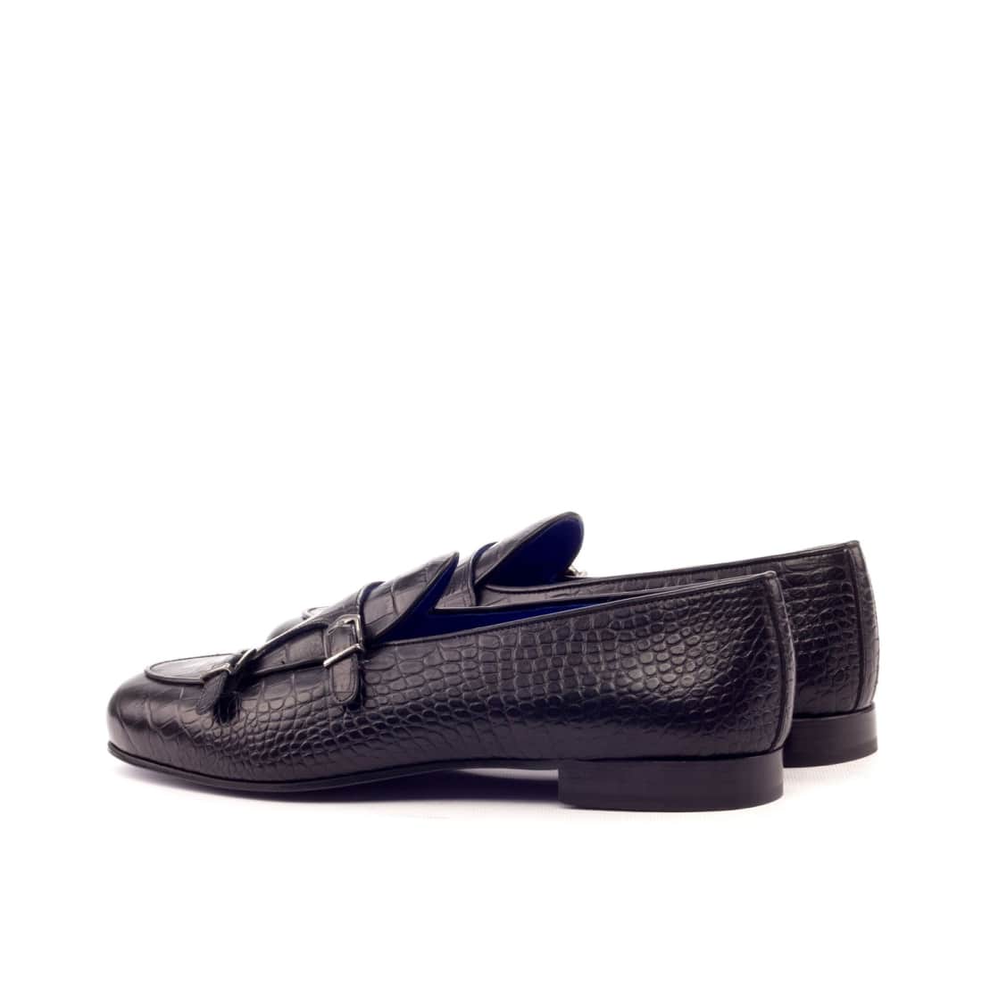 Mocassin Double Boucle en cuir croco noir – vue 3