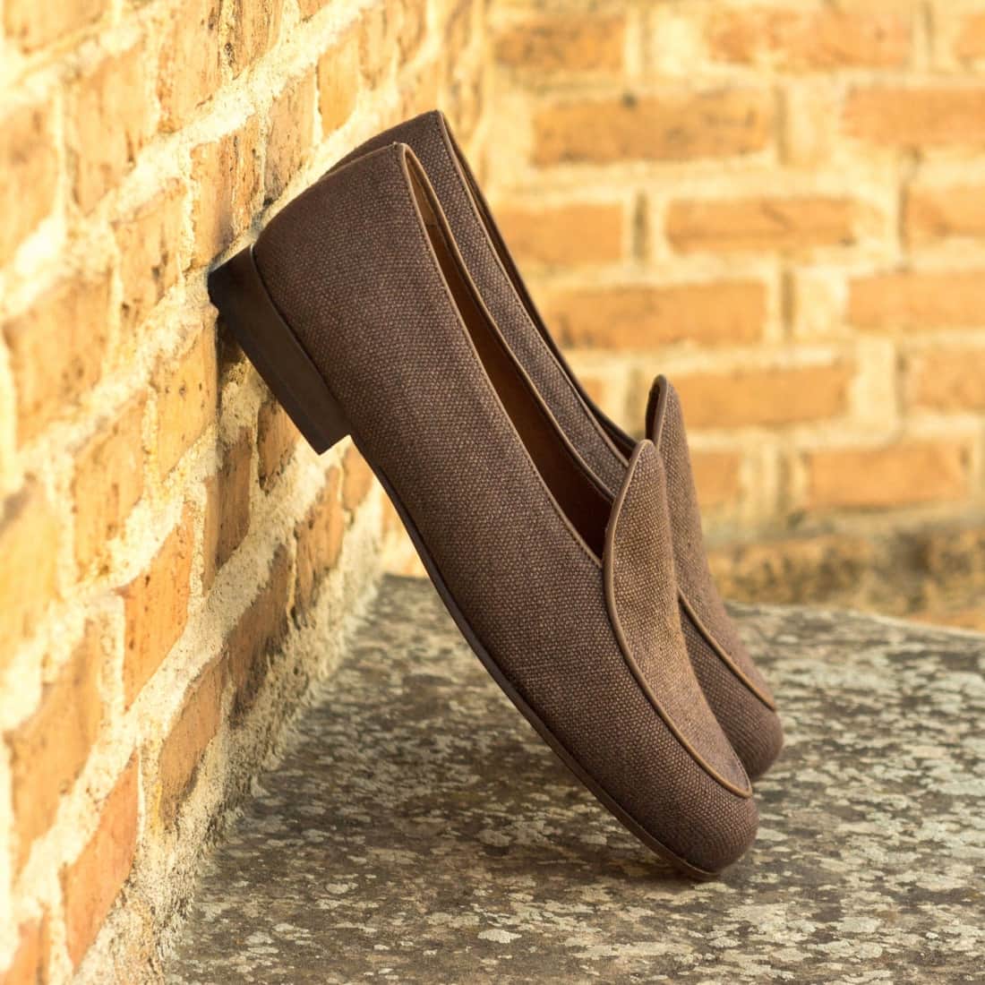 Mocassin Belge en lin marron – vue 4