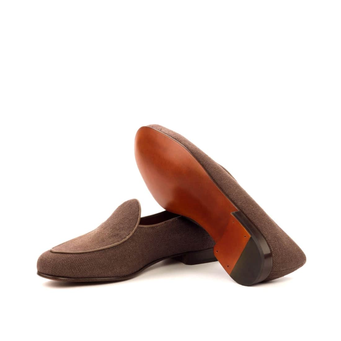 Mocassin Belge en lin marron – vue 2