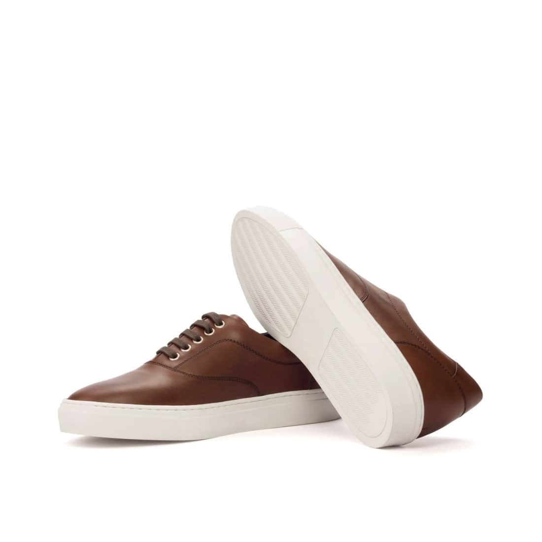Sneakers Spinner en cuir marron moyen - Semelles Blanches – vue 2