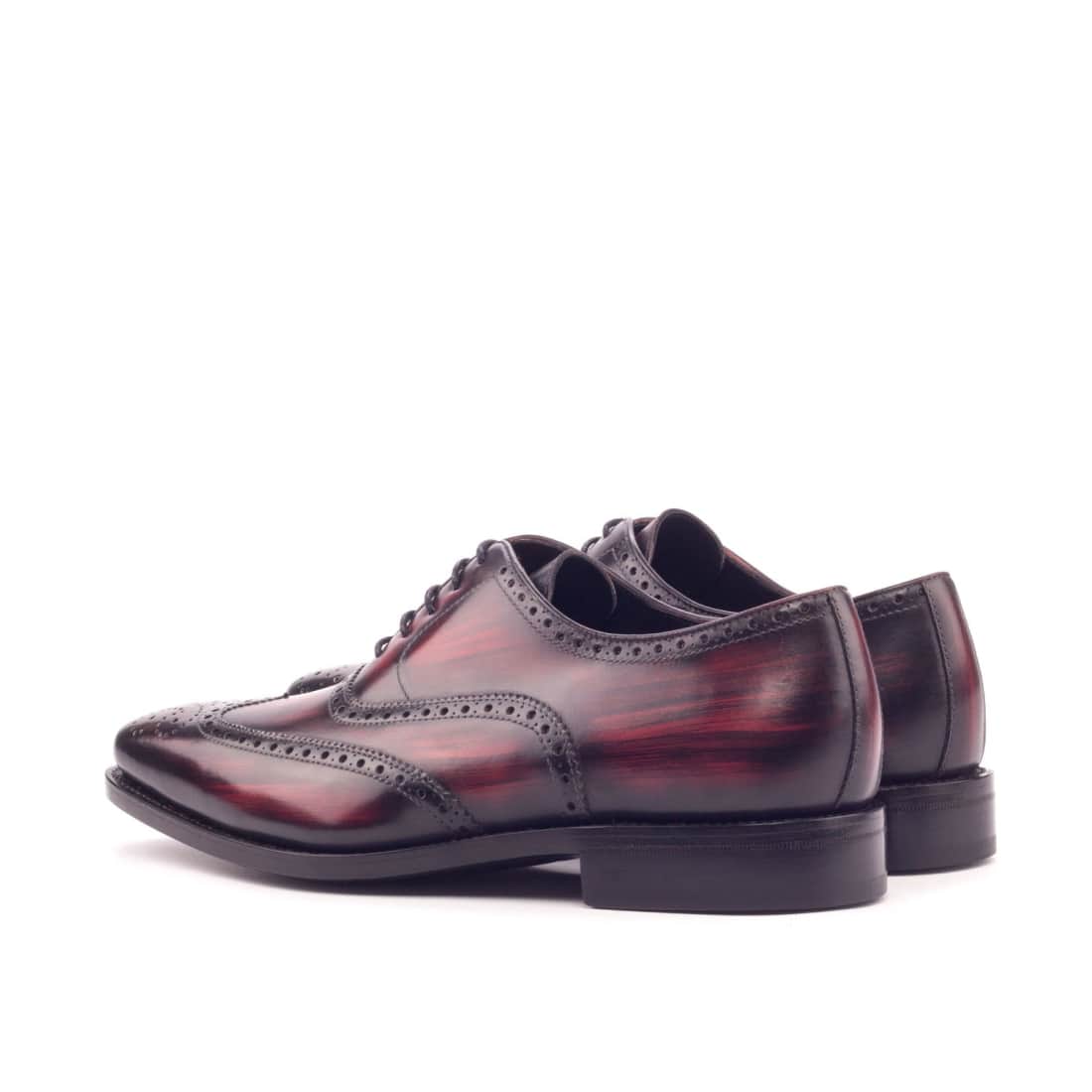 Richelieu fleuri en cuir patiné bordeaux – vue 3