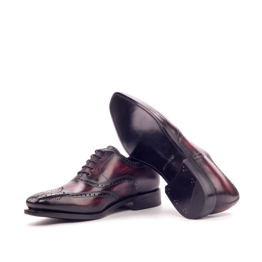 Richelieu fleuri en cuir patiné bordeaux – vue 2