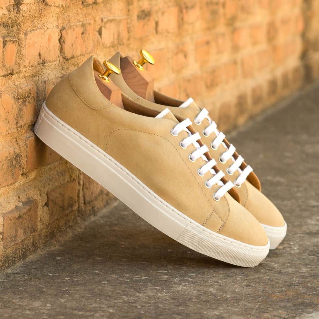 Sneakers Jersey en daim beige - Semelles Blanches – vue 5