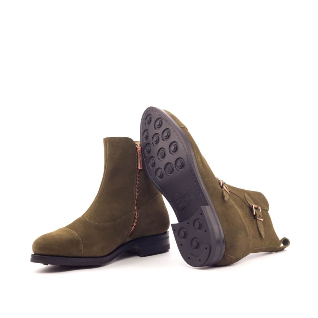 Bottines à Double Boucles en daim kaki - Semelles Dainite® – vue 2