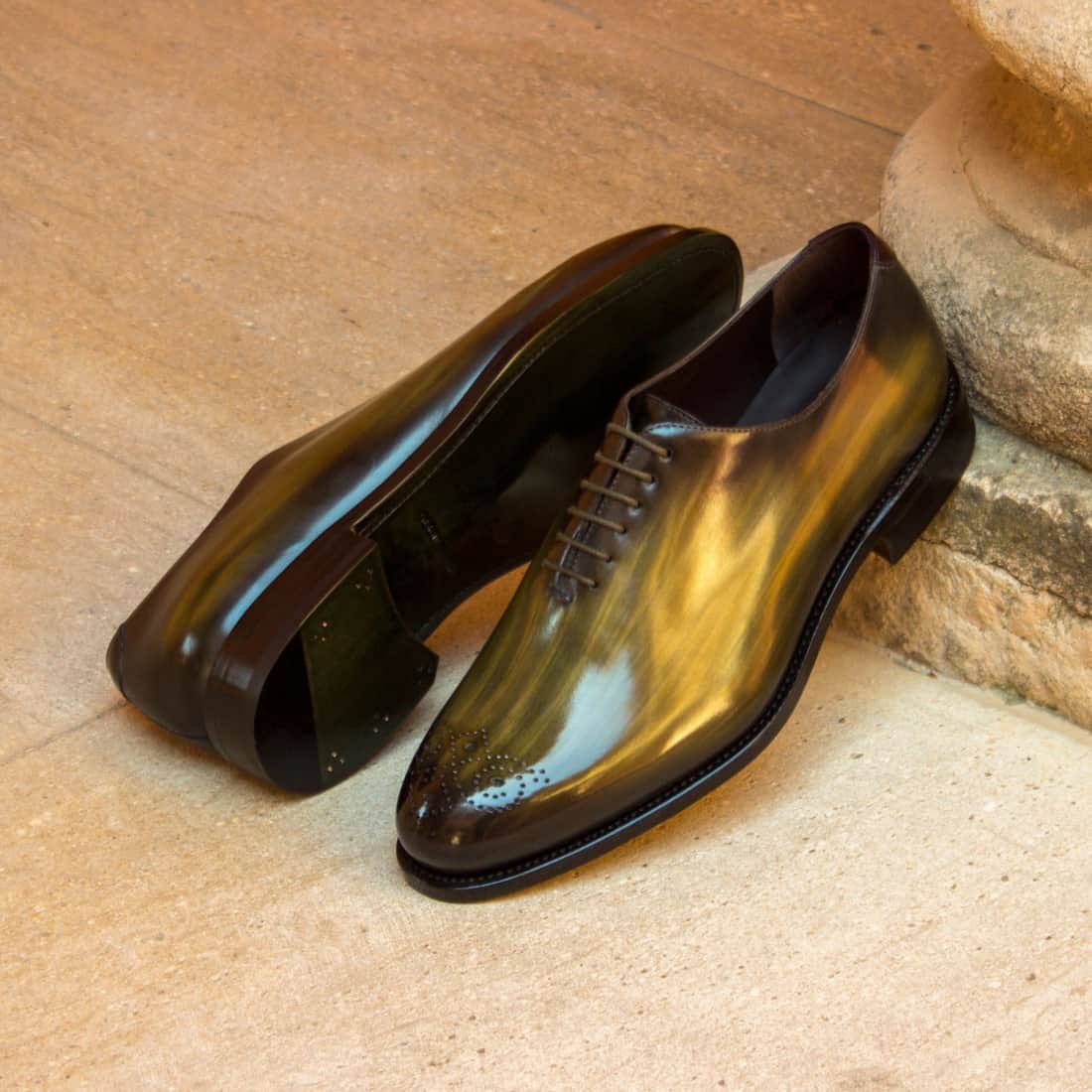 One Cut bout fleuri en cuir patiné vert – vue 4