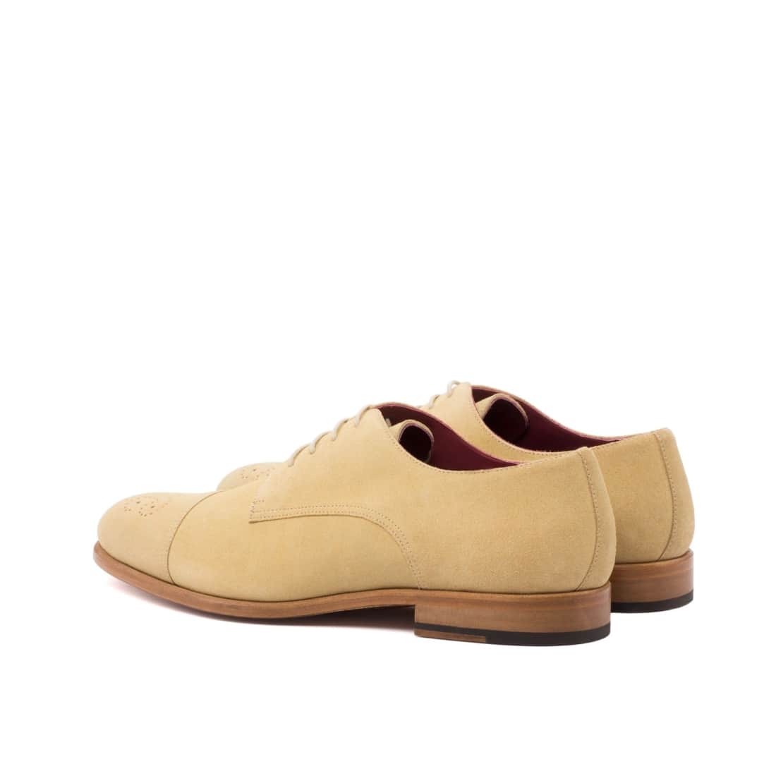 Derbie Bout Droit Fleuri en daim beige – vue 3