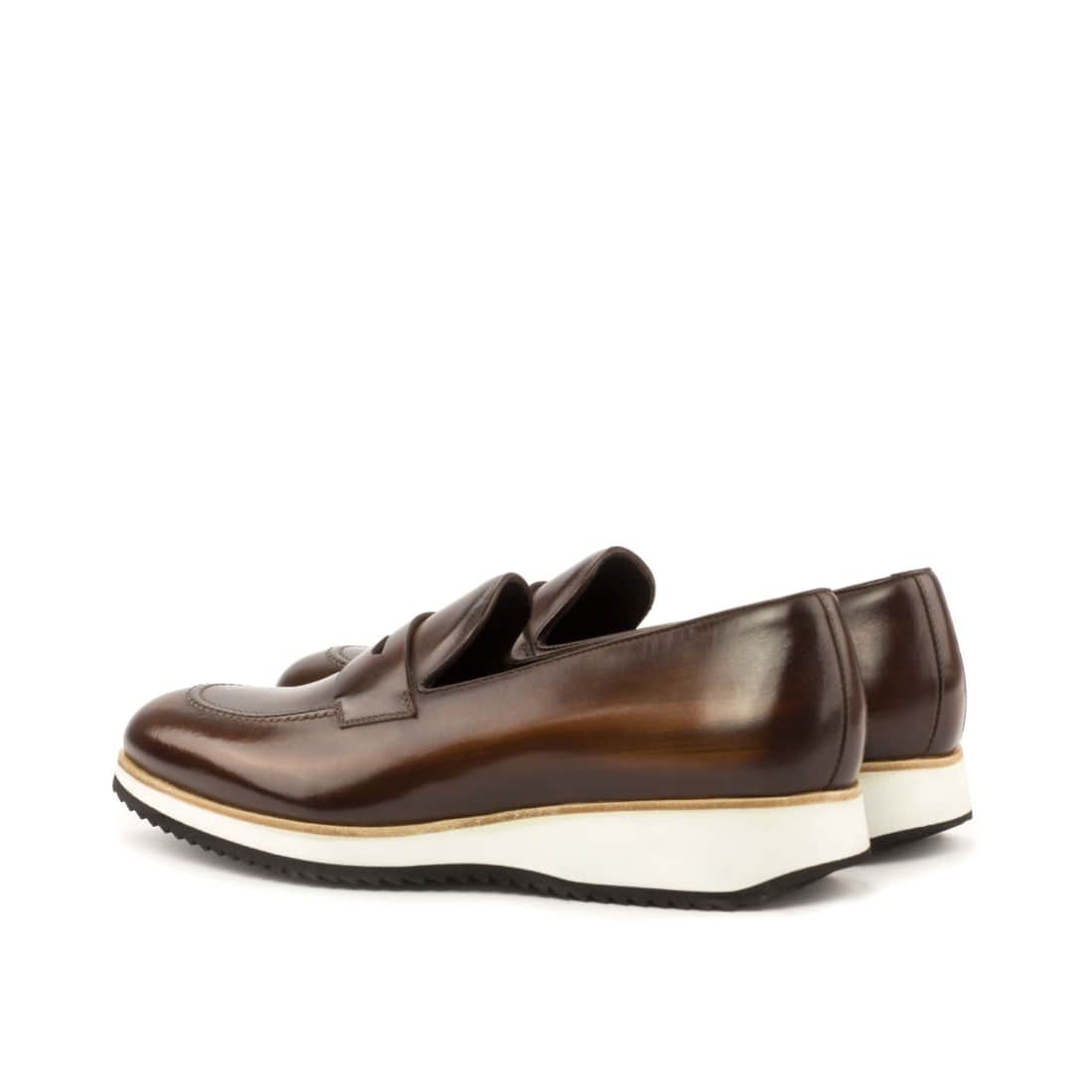 Mocassins Penny à bandeau en cuir patiné marron - Semelles Sport – vue 3