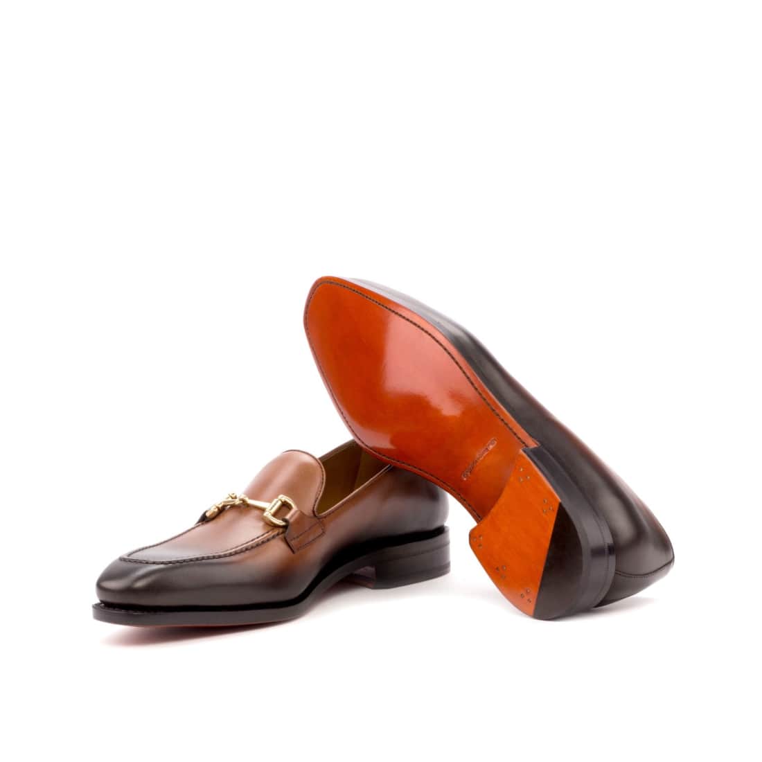Mocassin à mors en cuir patiné marron – vue 2
