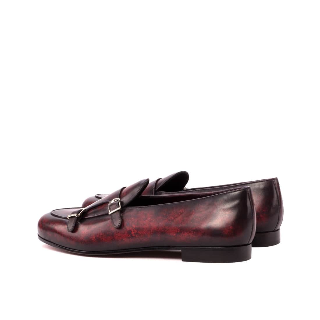 Mocassin Double Boucle en cuir patiné bordeaux – vue 3