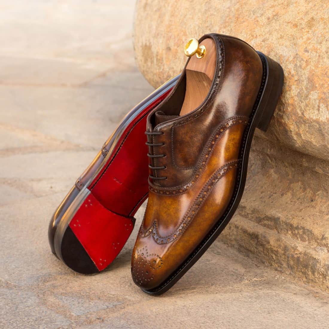 Richelieu fleuri en cuir patiné coganc et marron – vue 4
