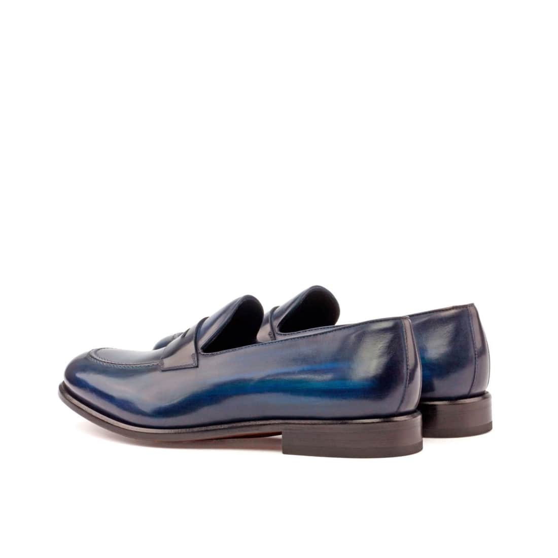 Mocassins Penny à bandeau en cuir patiné bleu – vue 3