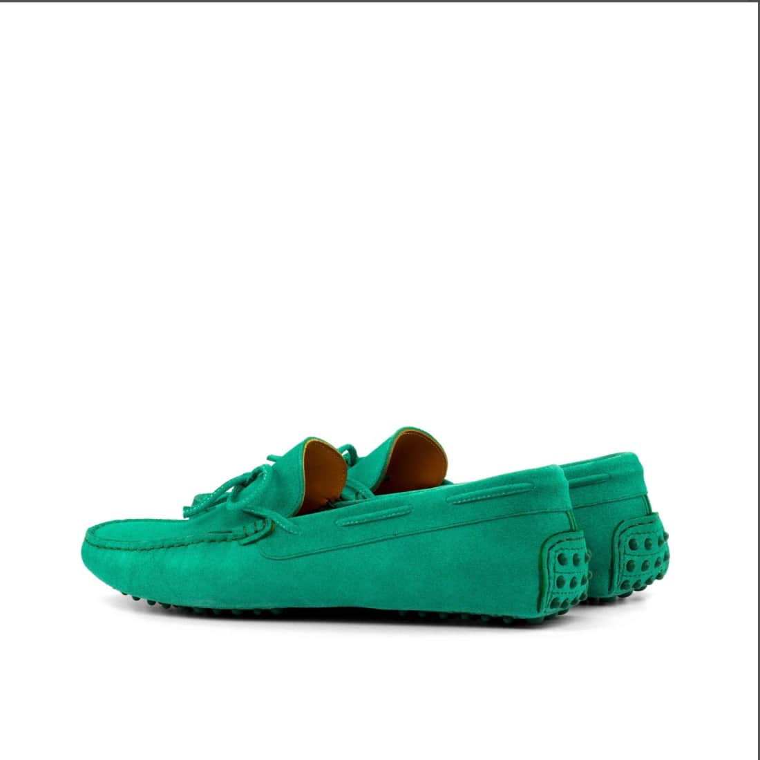 Mocassin Driver en daim vert – vue 3