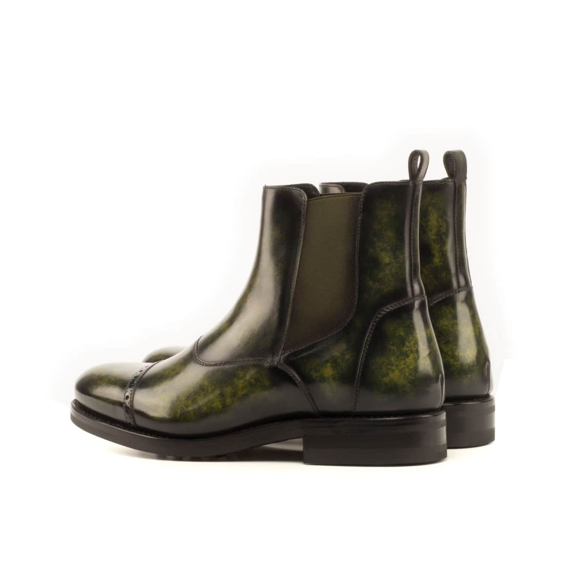 Cheslea Boots Cut en cuir patiné vert forêt - Semelles Dainite® – vue 3