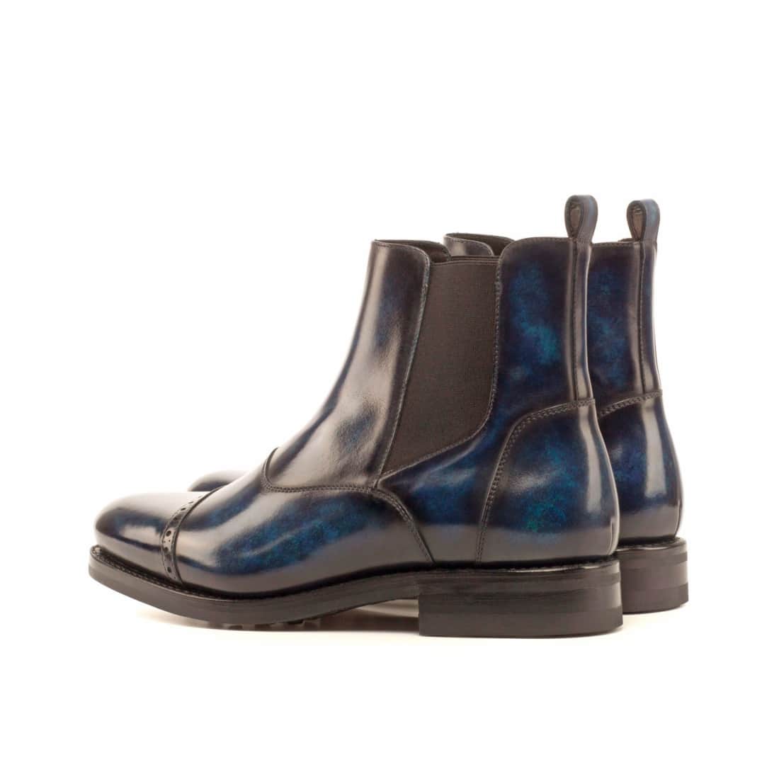 Cheslea Boots Cut en cuir patiné bleu marine - Semelles Dainite® – vue 3