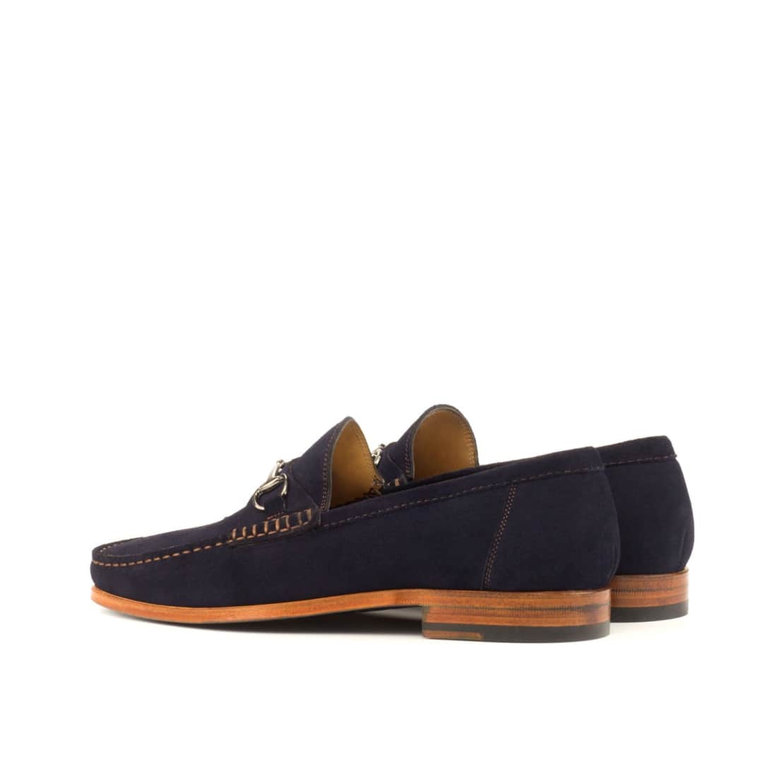Mocassin à mors en cuir daim bleu marine – vue 3