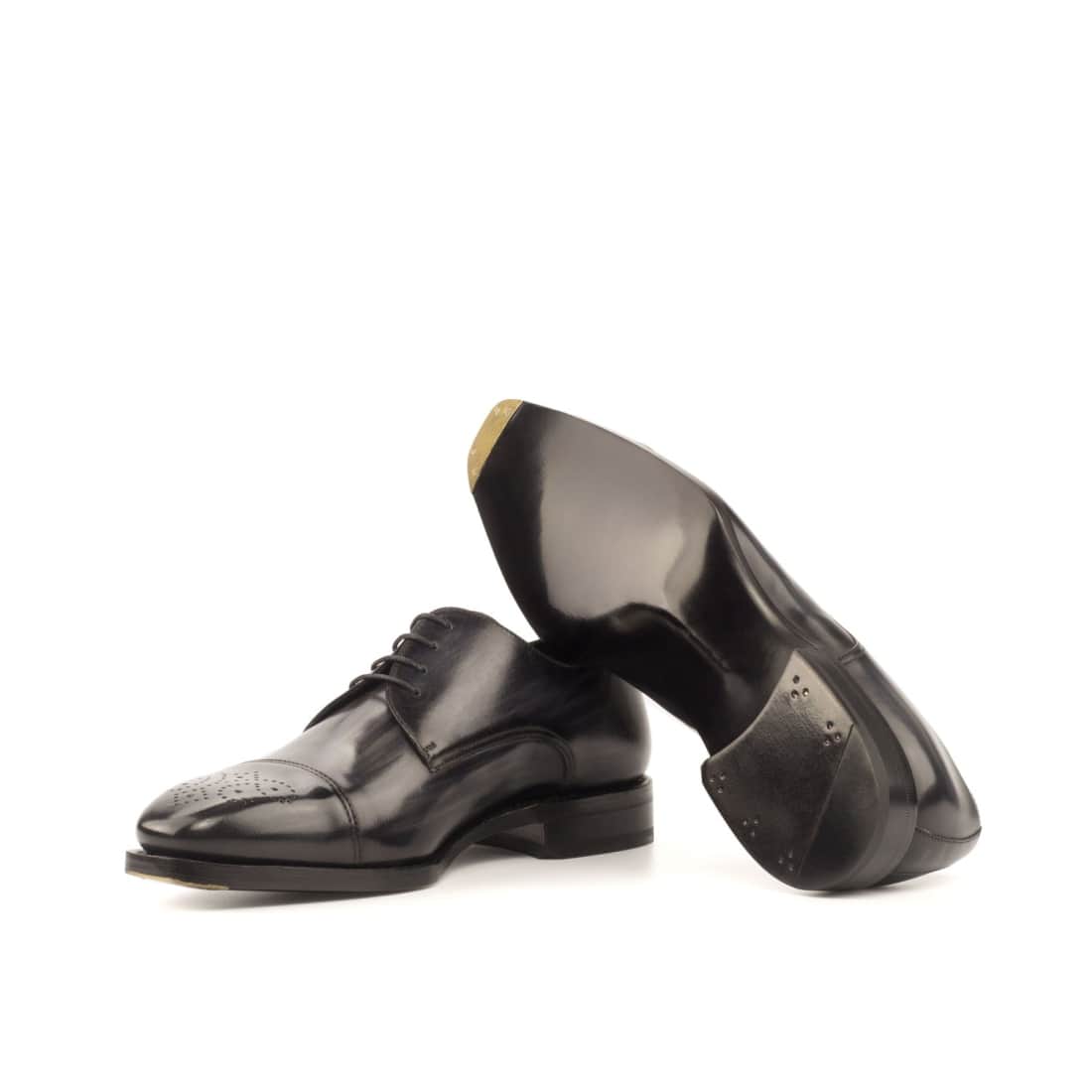 Derbie Bout Droit Fleuri en cuir patiné gris – vue 2